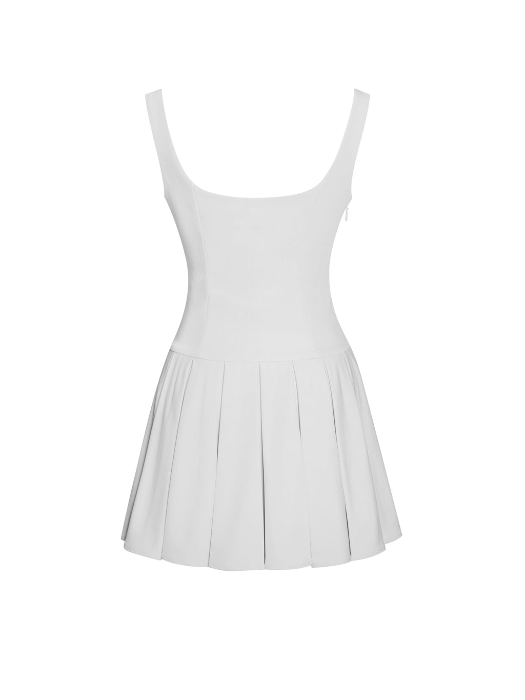 Tala White Sleeveless Pleated Preppy Mini Dress - HOUSE OF SHE