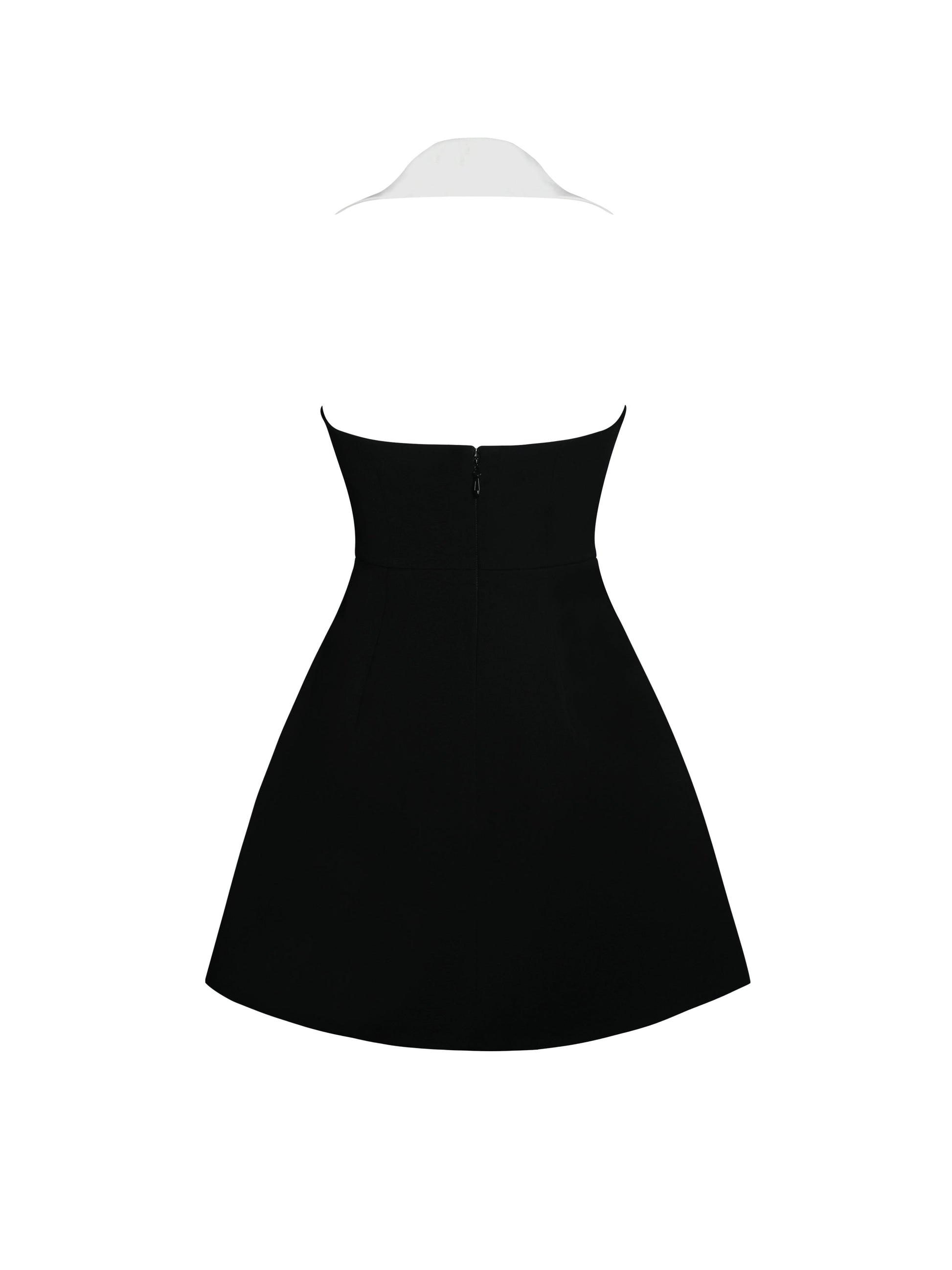 Ignacia Office Casual Black and White Halter Mini A-line Dress