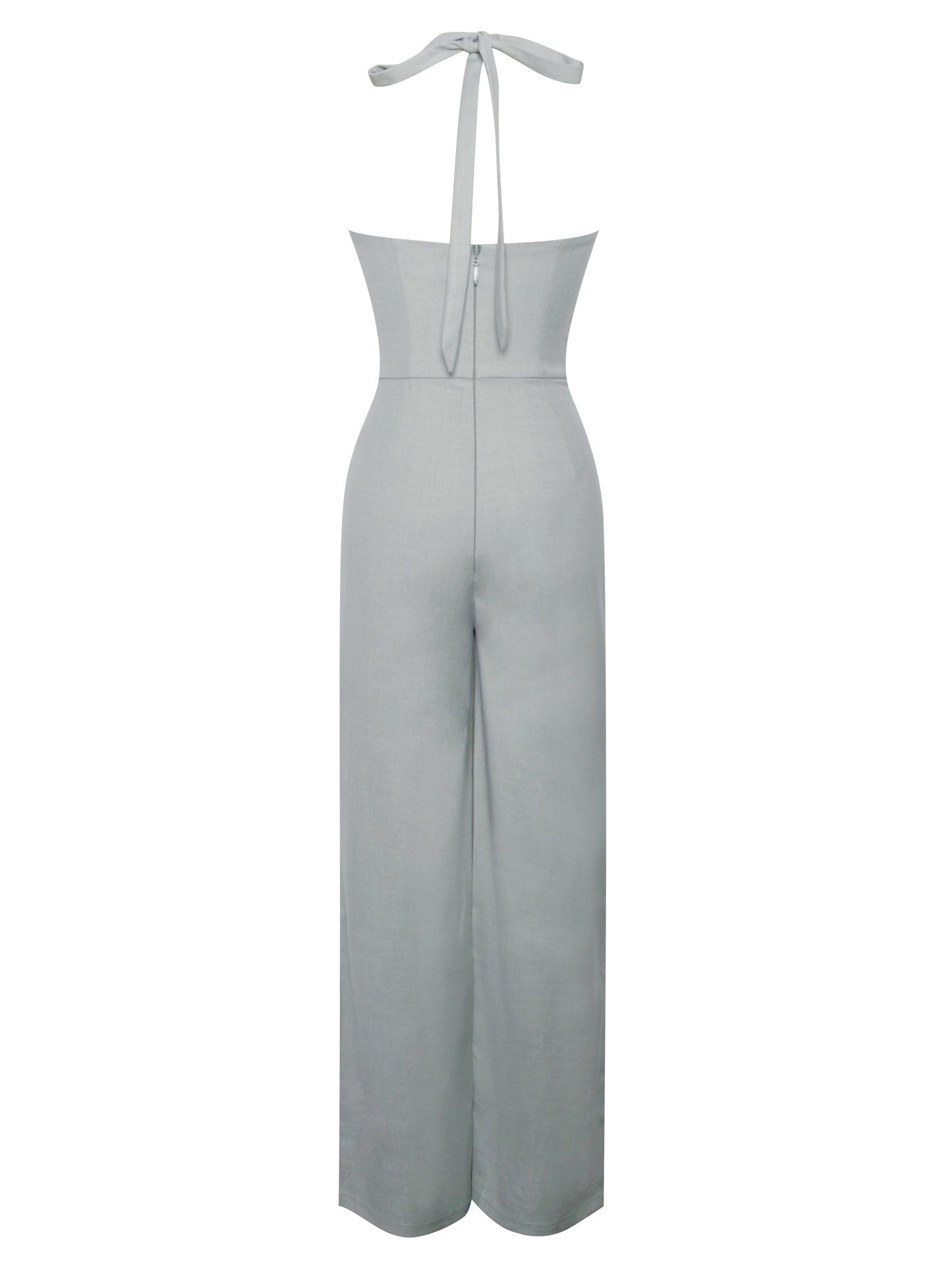 Zaria Sage Green Wide Leg Halter Jumpsuit  HOUSE OF SHE