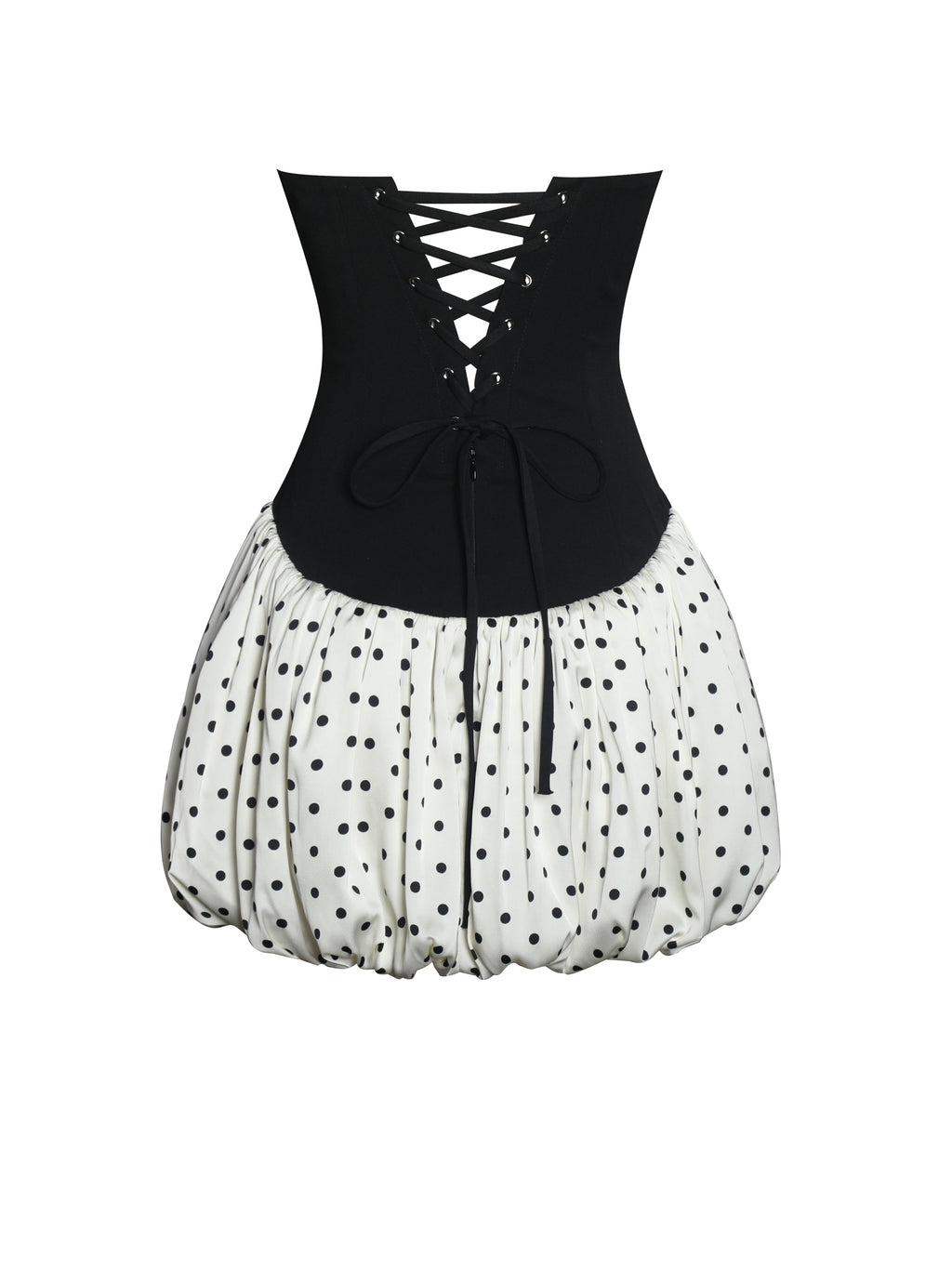 Dahliana Polka Dot Bubble Hem Corset Mini Dress - HOUSE OF SHE