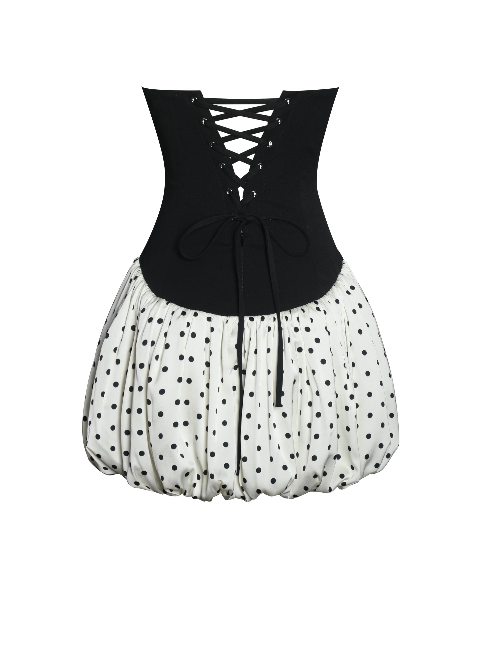 Dahliana Polka Dot Bubble Hem Corset Mini Dress - HOUSE OF SHE