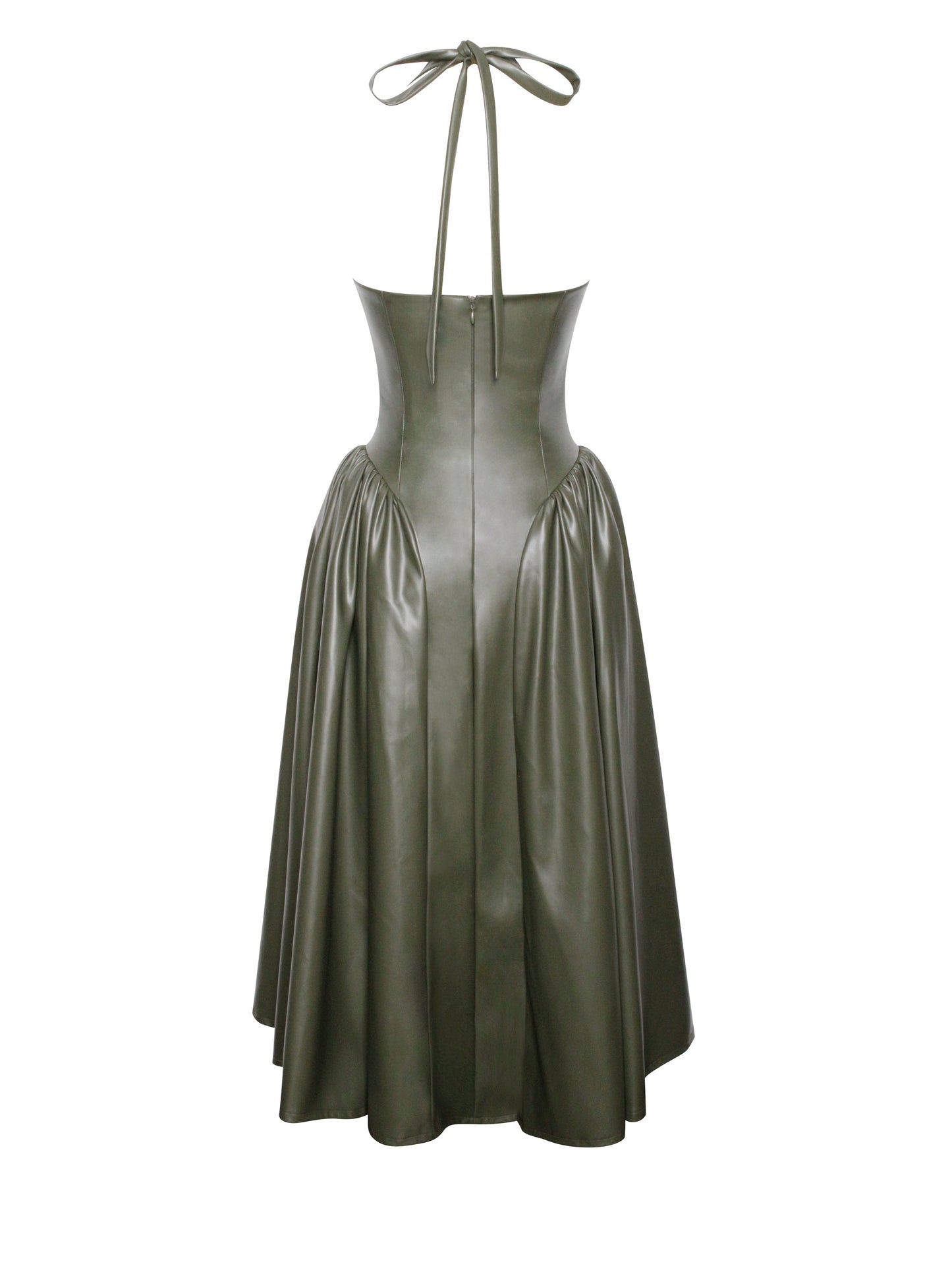 Eliana Olive Vegan Leather Dress