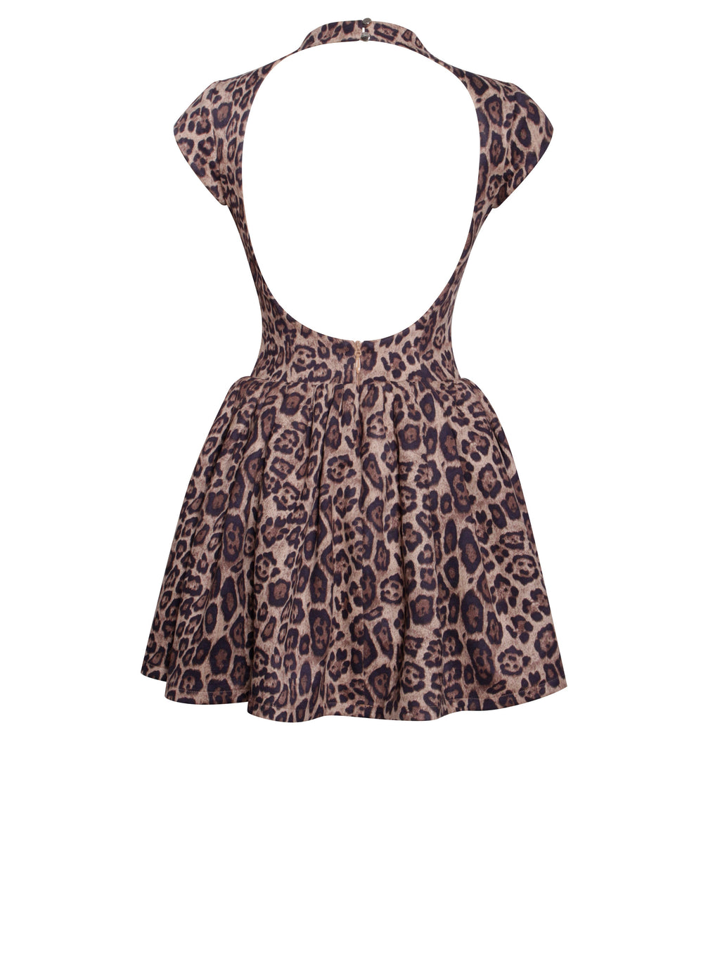 Faena Backless Cheetah Print Mini Puffy Dress  HOUSE OF SHE