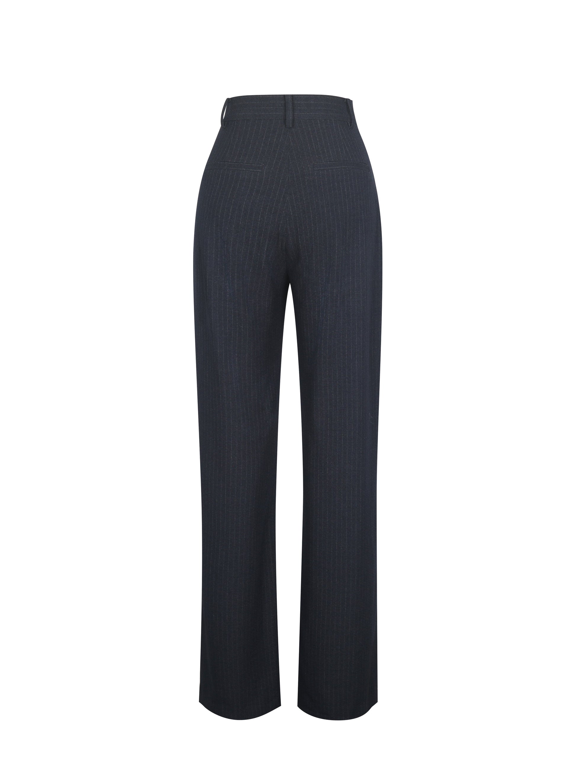 Quinnie Navy Striped High-Waisted Straight Leg Pants