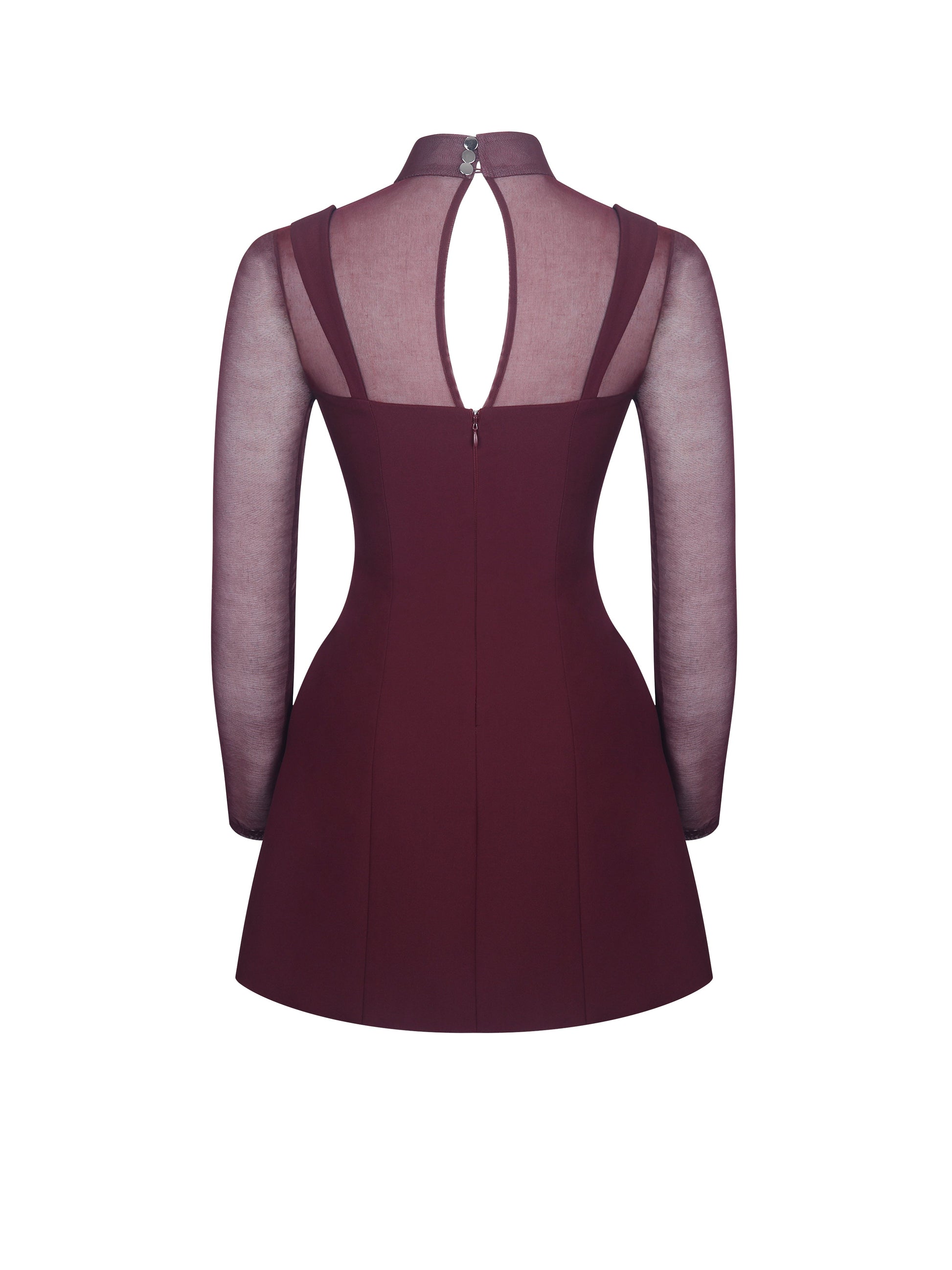 Natasha Burgundy Faux Two-Piece Turtleneck Mini Dress