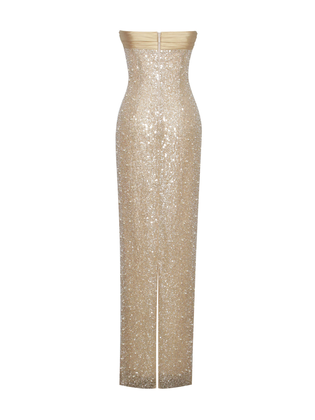 Lainey Gold Satin Sequin Pearls Beaded Maxi Dress - HOUSE OF SHE