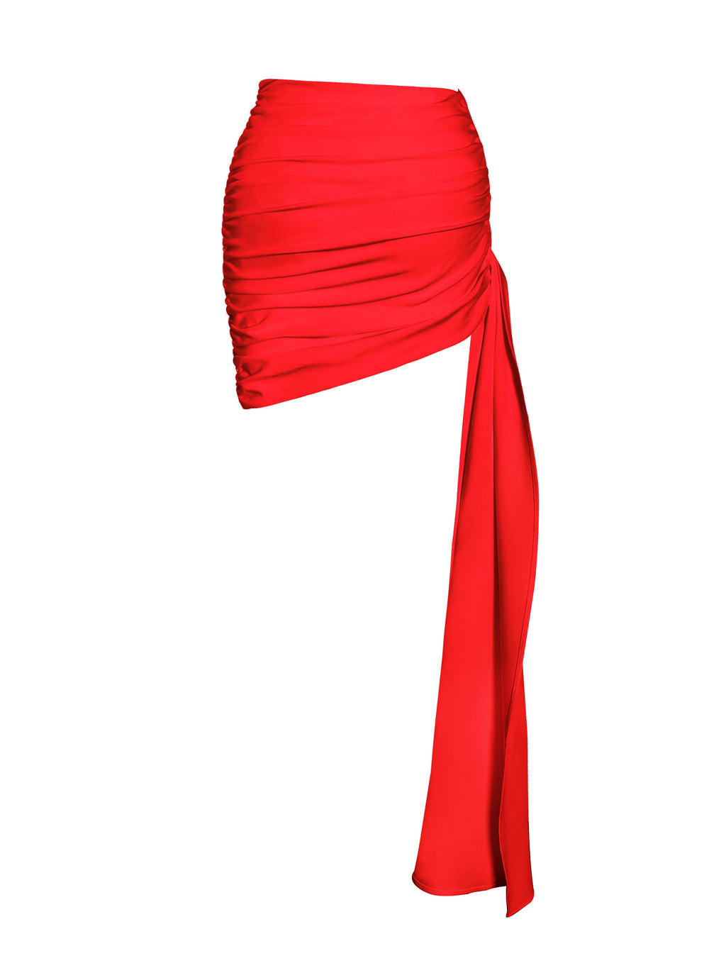Yanina Red Ruched Drapping Mini Skirt  HOUSE OF SHE