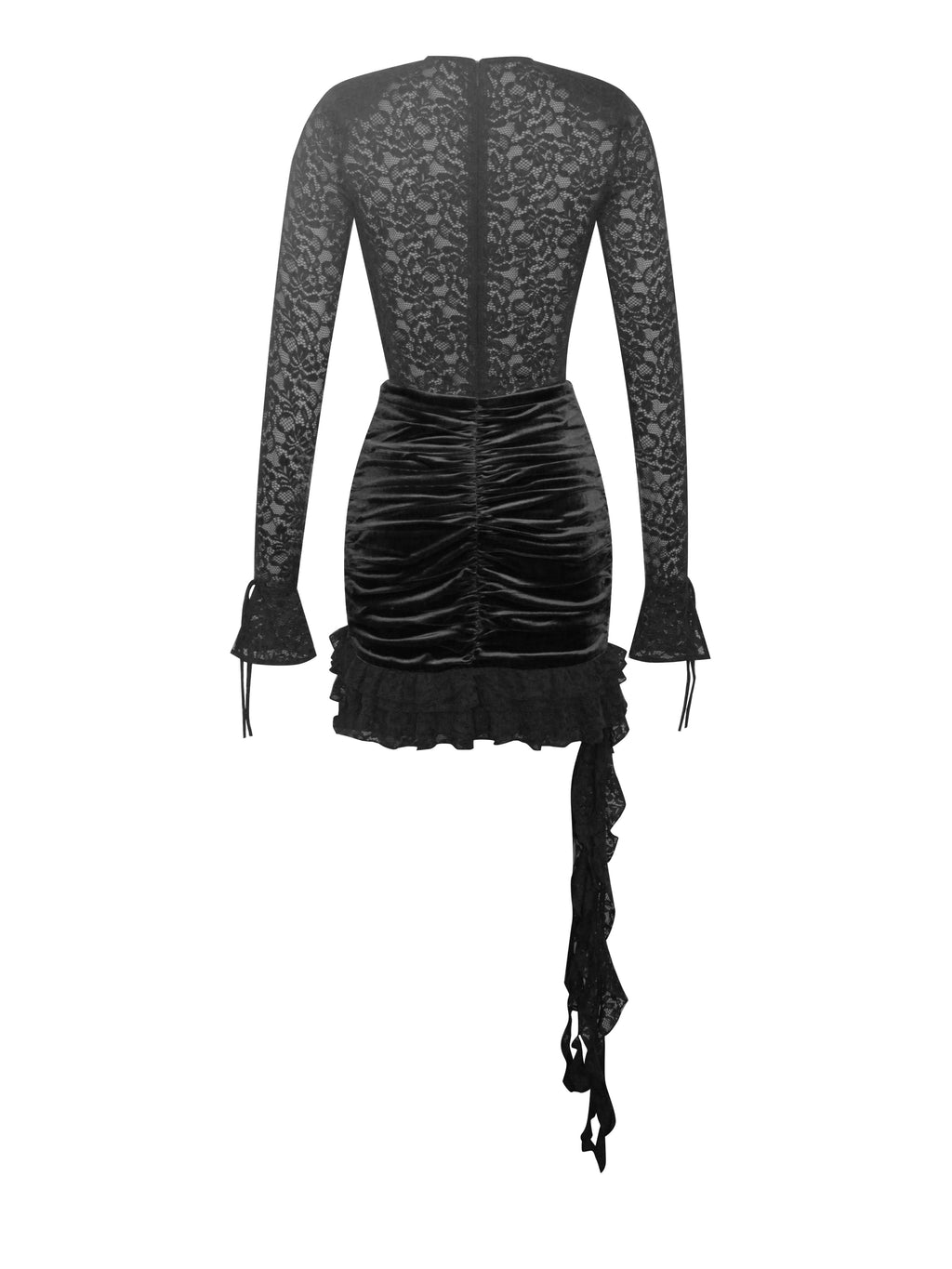 Nadina Black Lace Velvet Mini Dress  HOUSE OF SHE