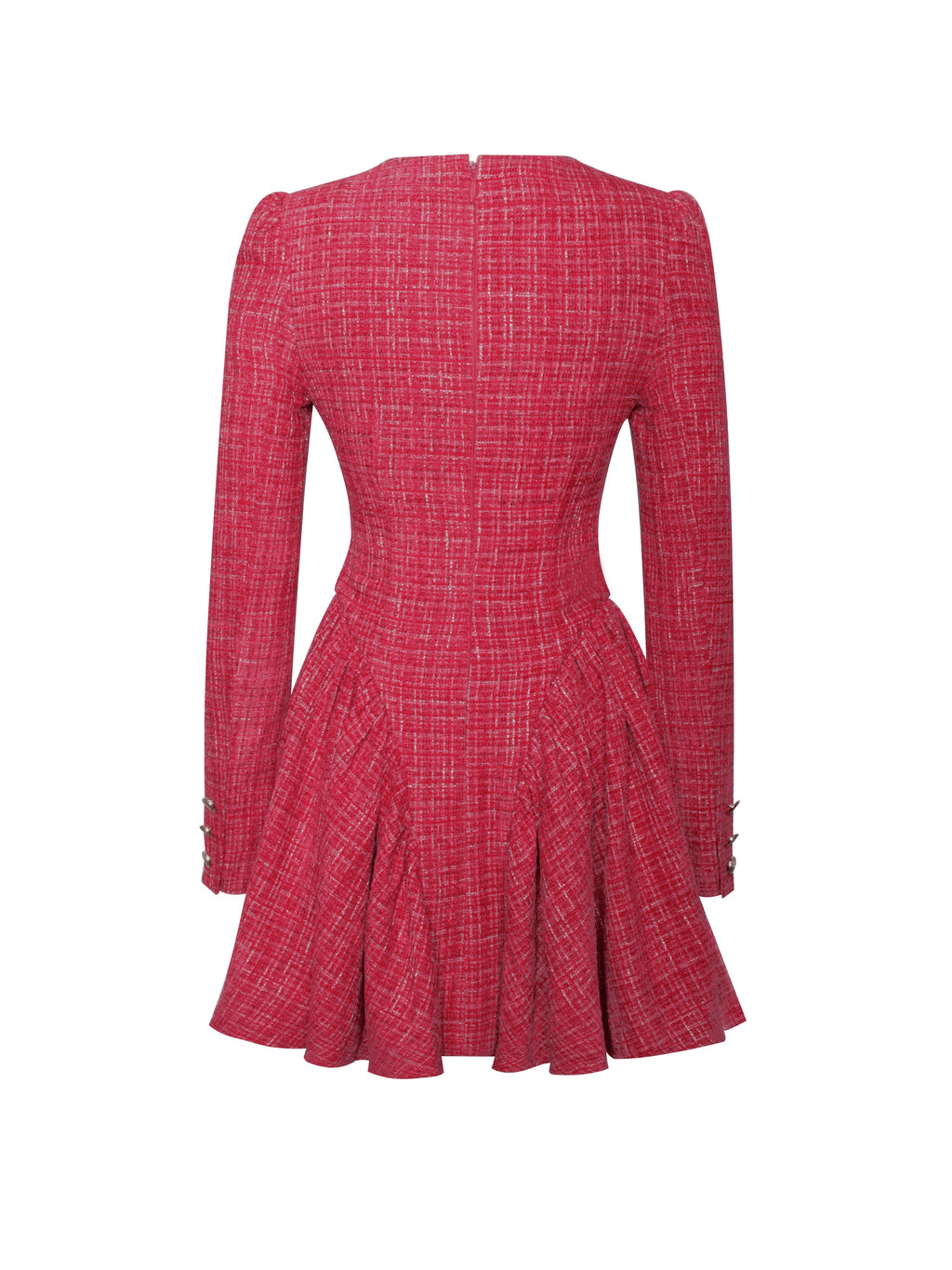 Tae Red Tweed Long Sleeve Drop Waist Mini Dress  HOUSE OF SHE