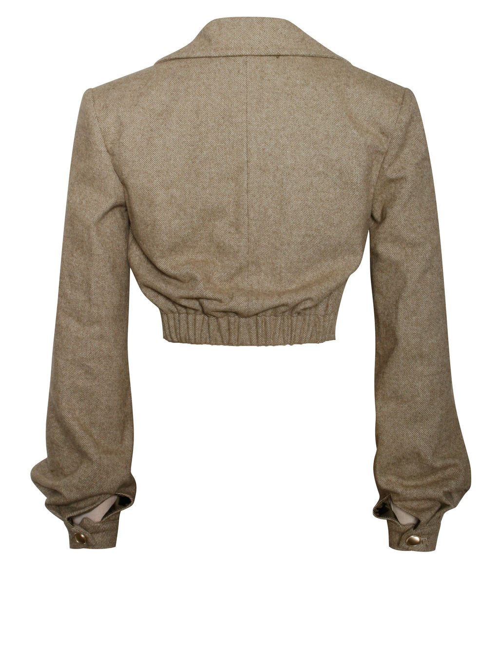 Bailee Vintage Cropped Twill Wool Blend Blazer Jacket - HOUSE OF SHE