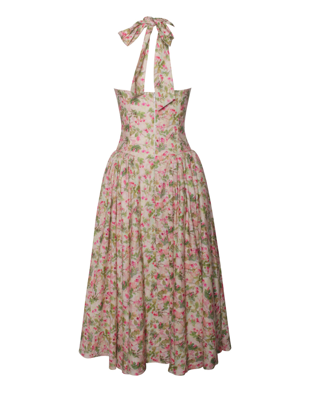 Miya Floral Linen Halter Corset Maxi Dress - HOUSE OF SHE