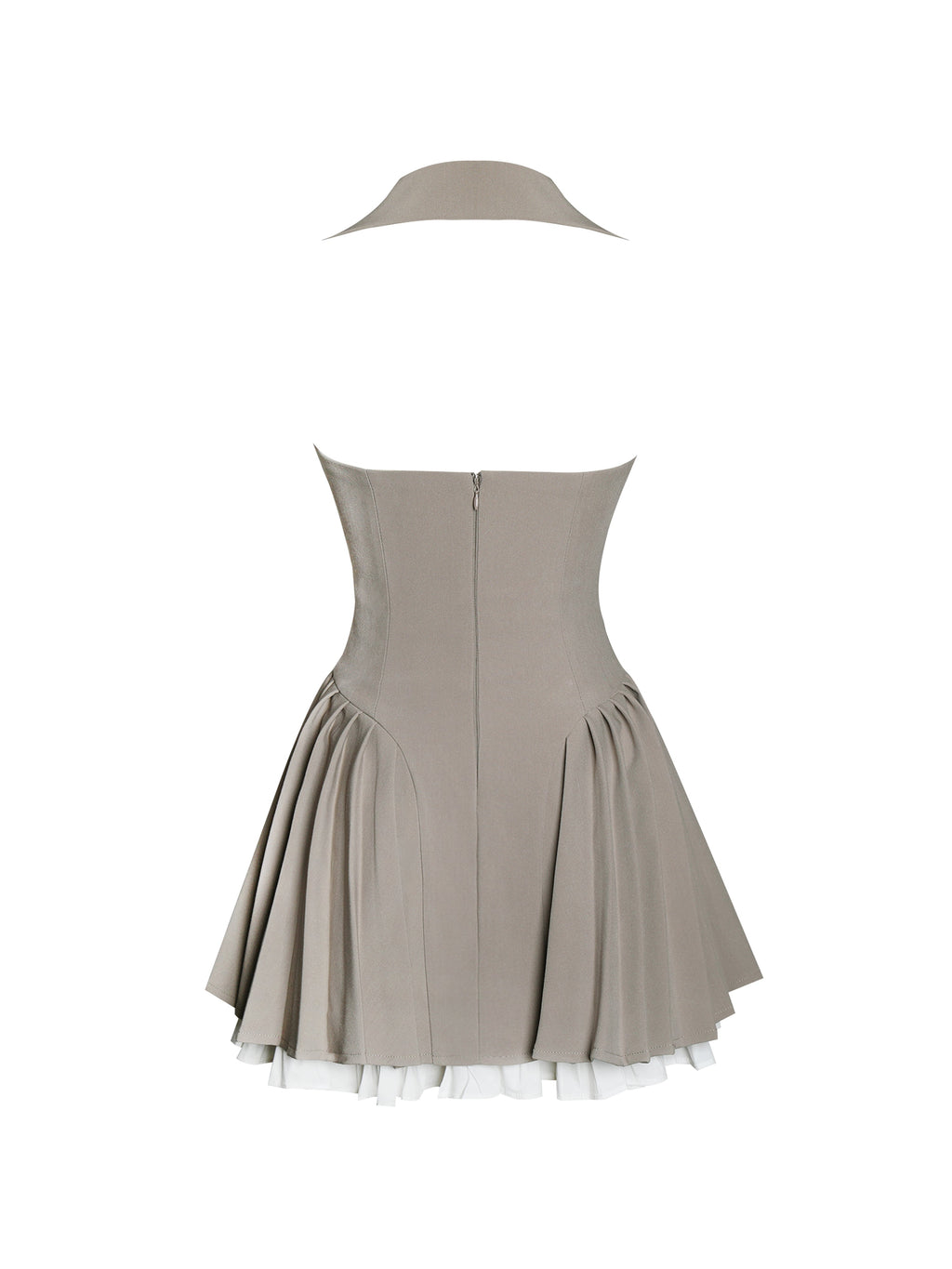 Hazel Brown Preppy Halter Neck Pleated Mini Dress - HOUSE OF SHE