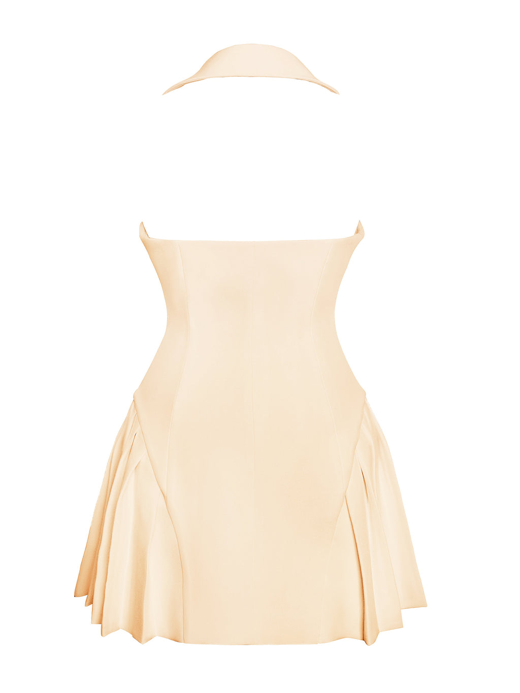 Reyna Beige Pleated Mini Blazer Dress - HOUSE OF SHE