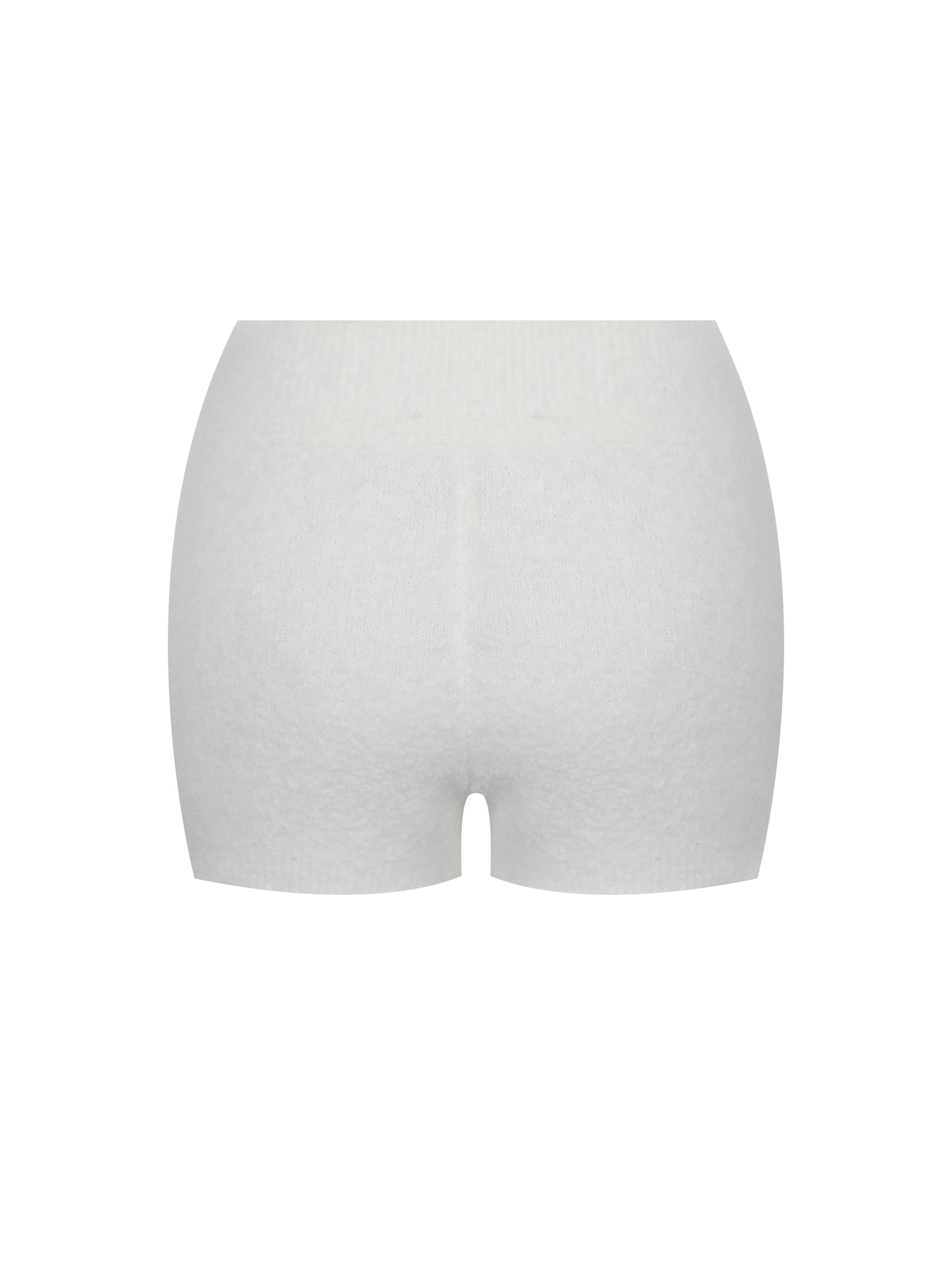 Sera White Wool-Blend Ribbed Knit Mini Shorts