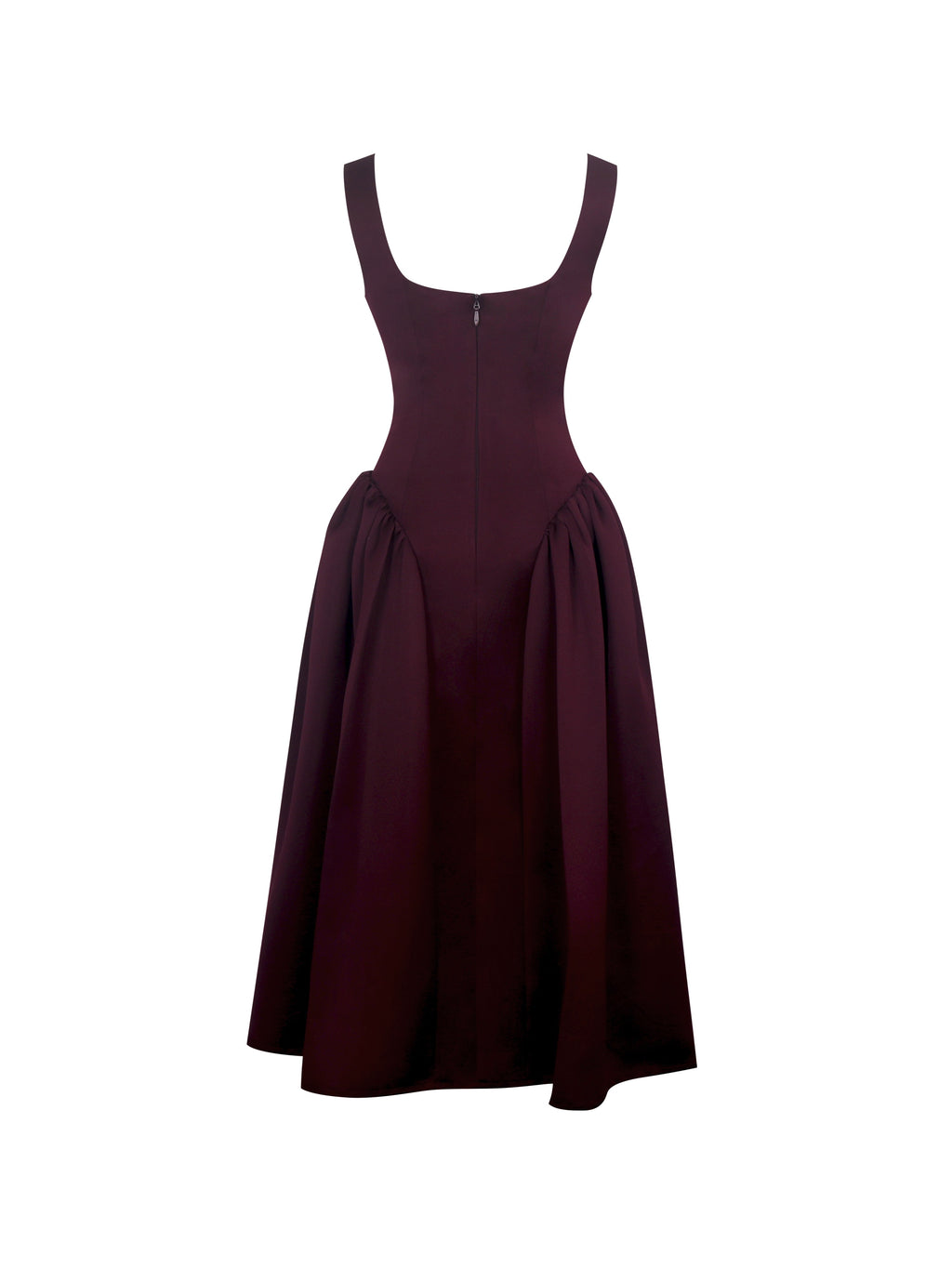 Omella Burgundy Ruched Bust Sweetheart Flared Maxi Dress