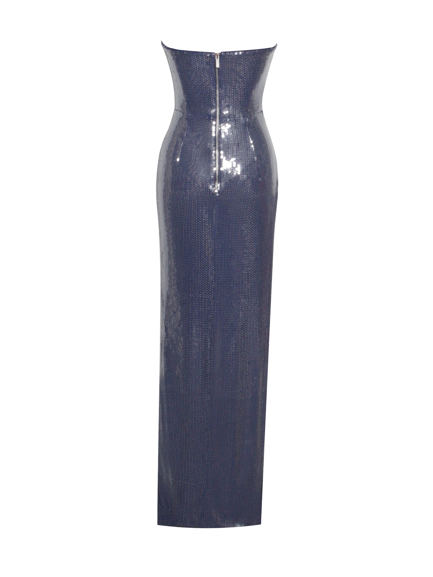 Ramona Navy Sequin Strapless High Slit Maxi Dress  HOUSE OF SHE