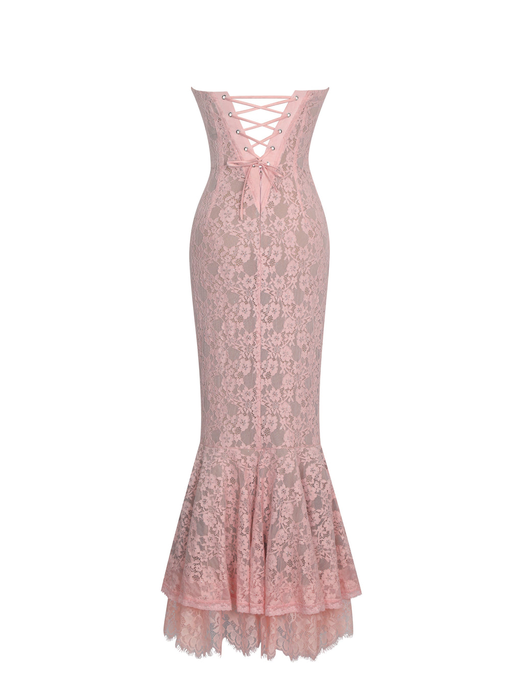 Rosalyn Pink Lace Sweetheart Maxi Mermaid Dress