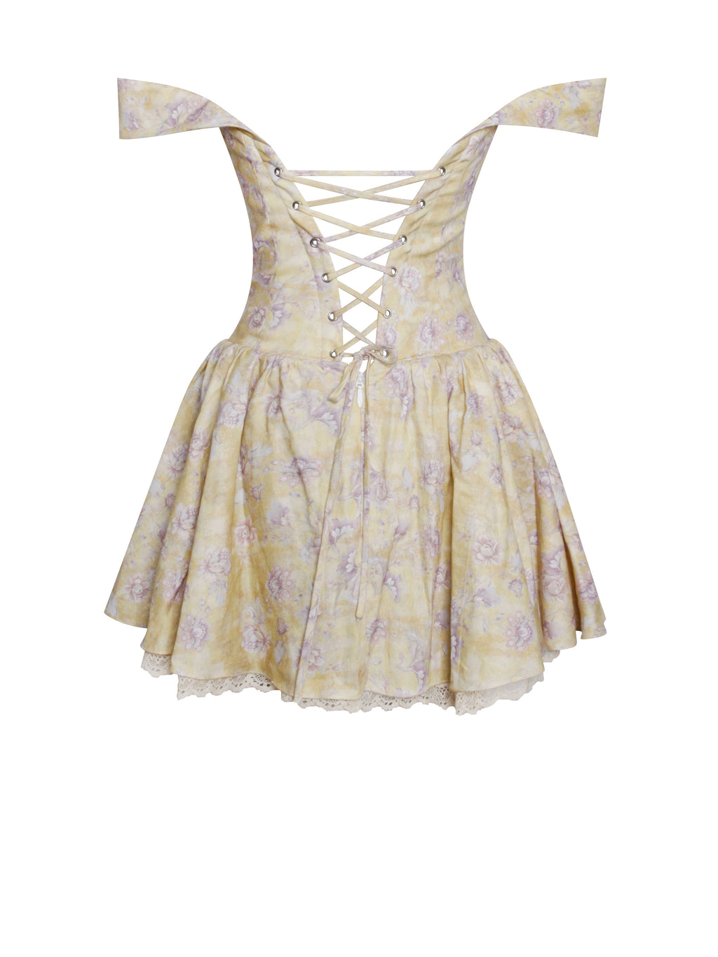 Oana Floral Print Linen Off Shoulder Mini Dress - HOUSE OF SHE