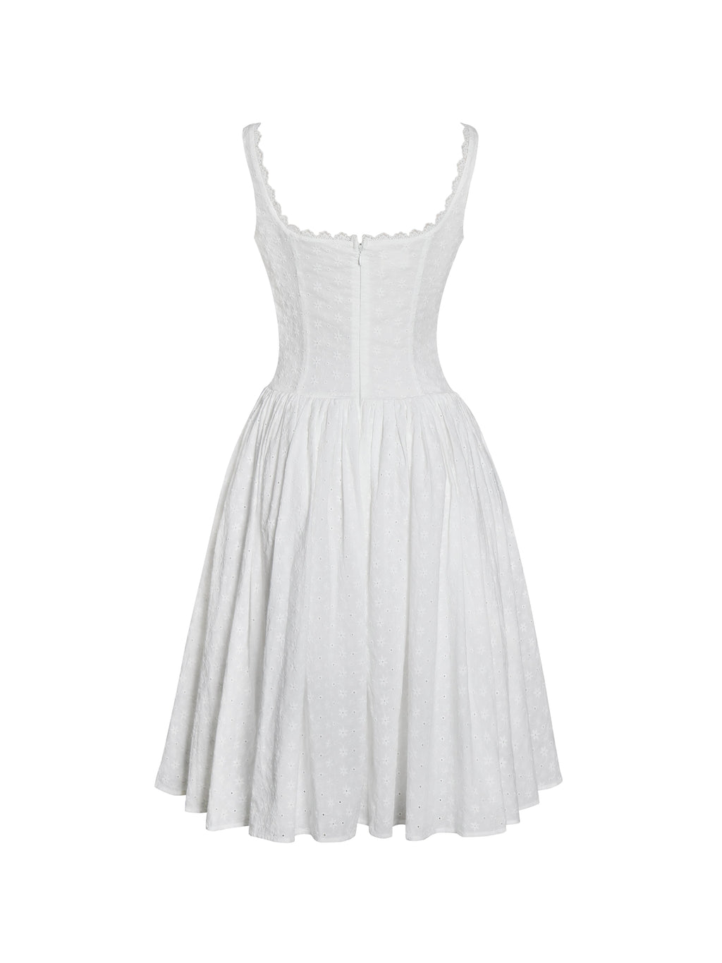 Madison Cotton Eyelet Square Neck Midi Dress - HOUSE OF SHE