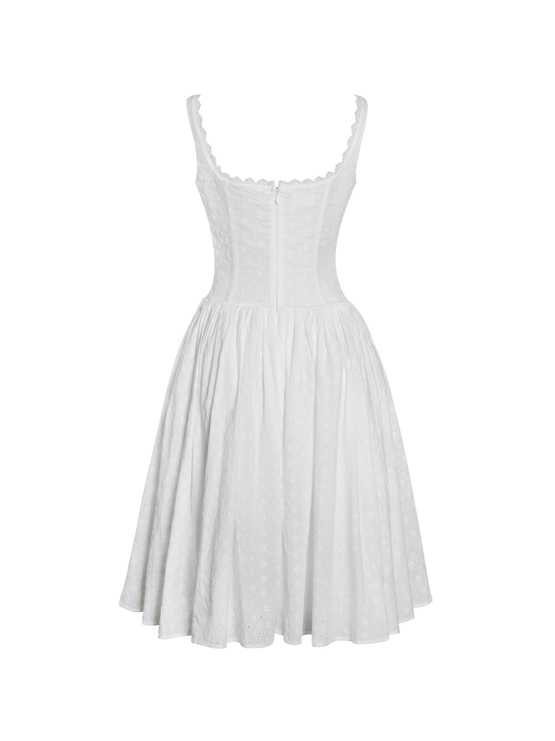 Madison Cotton Eyelet Square Neck Midi Dress - HOUSE OF SHE