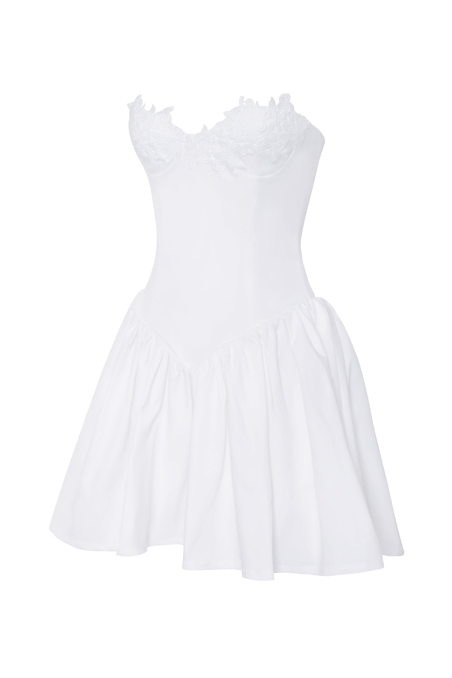 Sacha White Lace Drop Waist Corset Mini Dress