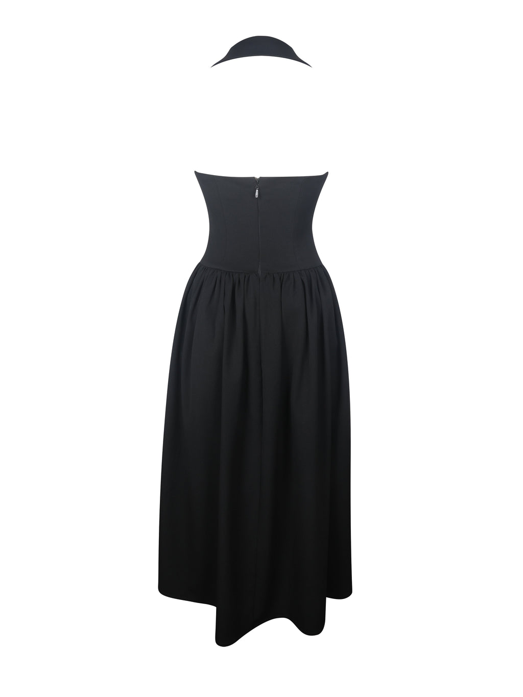 Delaney Black Lapel Halter Midi A-Line Dress