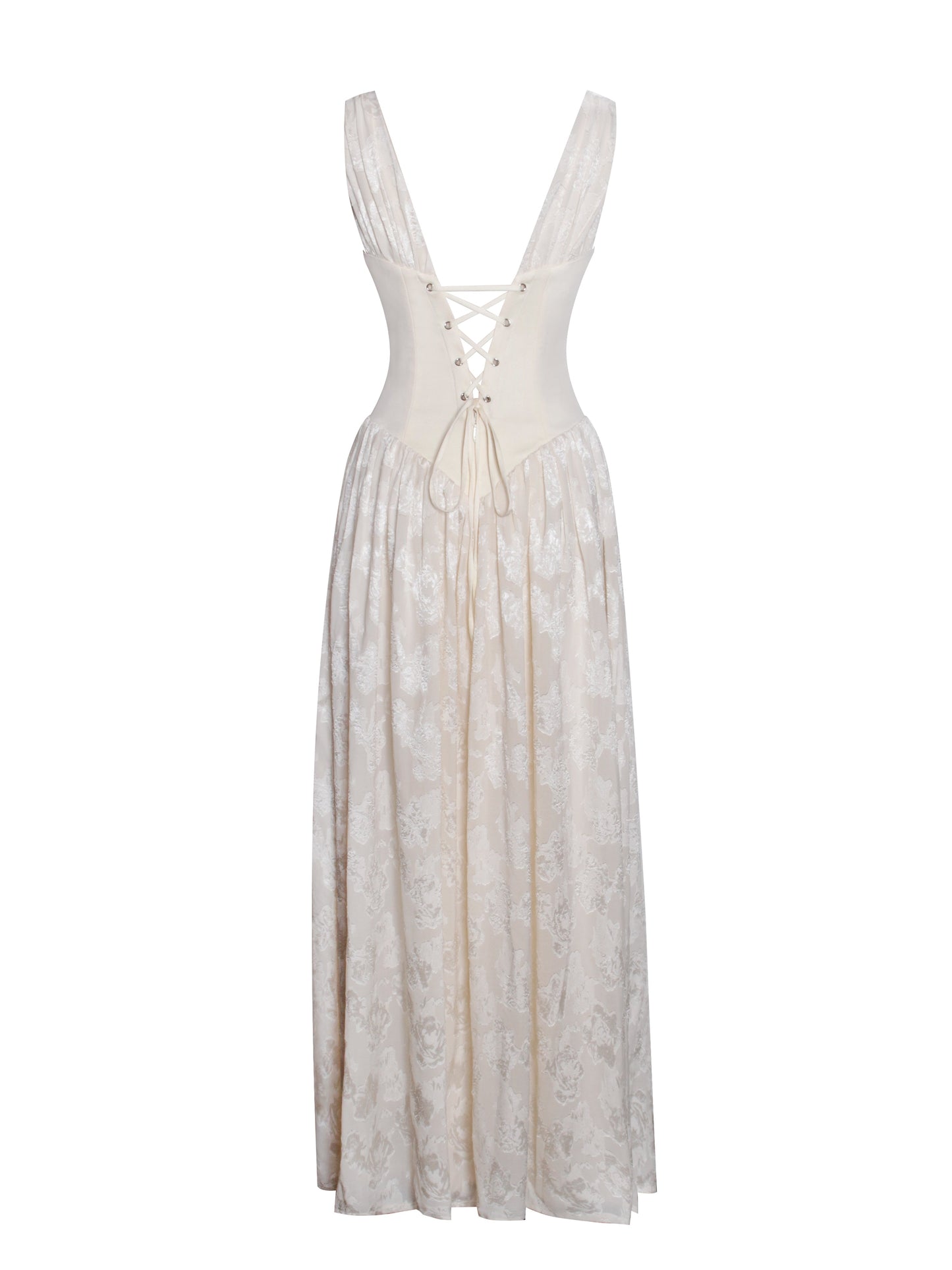 Reina High Slit Jacquard Maxi Dress