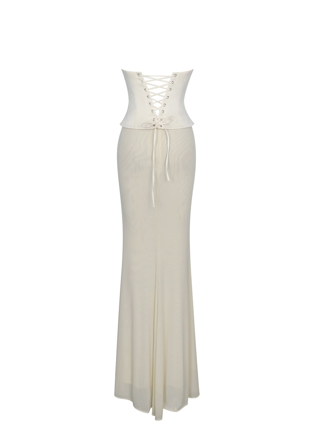 Adelina Butter Yellow Peplum Mermaid Gown with Lace-up Back