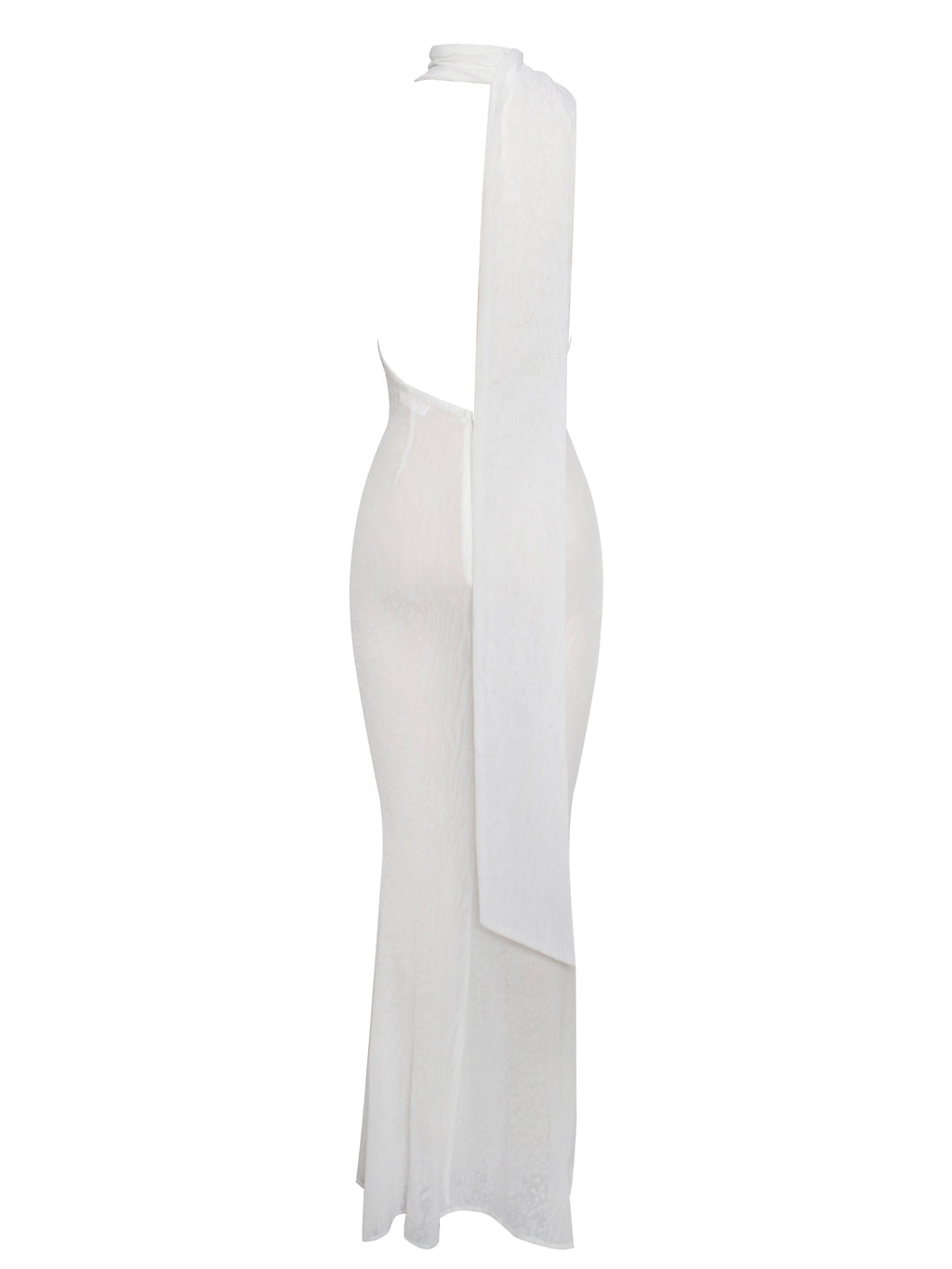 Olena White Velvet Animal Print Mesh Halter Maxi Dress - HOUSE OF SHE