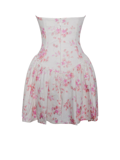 Mara Floral Linen Corset Mini Dress