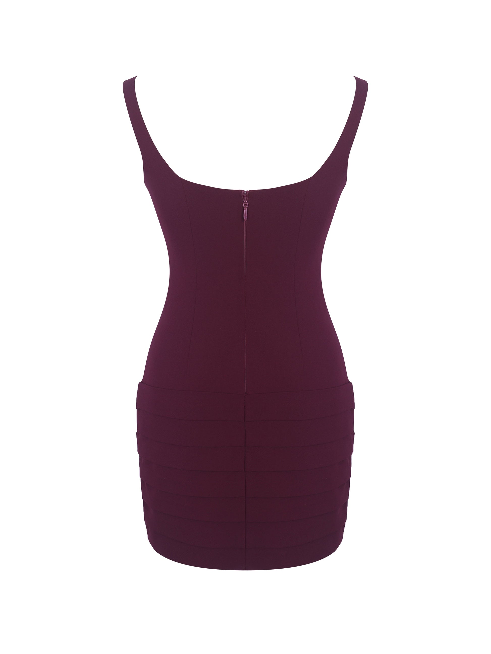 Tori Wine Red Pleated Mini Dress with Chiffon Scarf