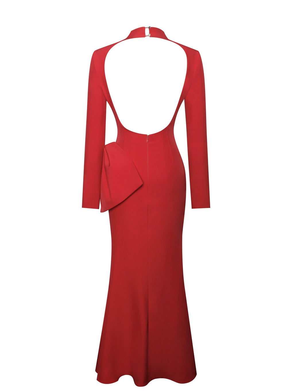 Radha Red Backless Longsleeve Maxi Dress with Bow  HOUSE OF SHE