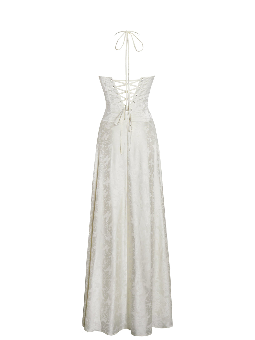 Raegan Pearl White Jacquard Rouched Maxi Dress - HOUSE OF SHE