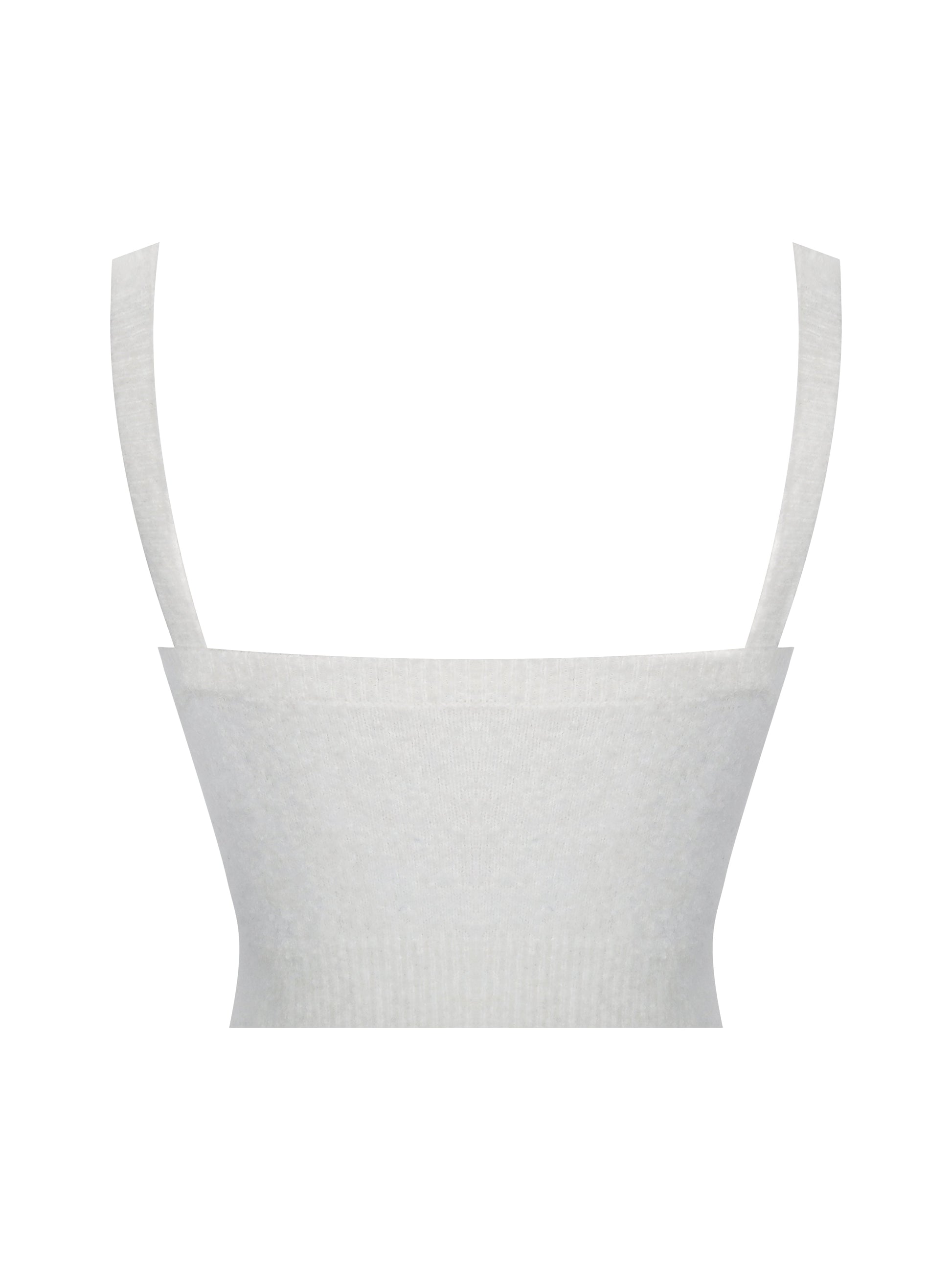 Selene White Wool-Blend Ribbed Knit V-Neck Top