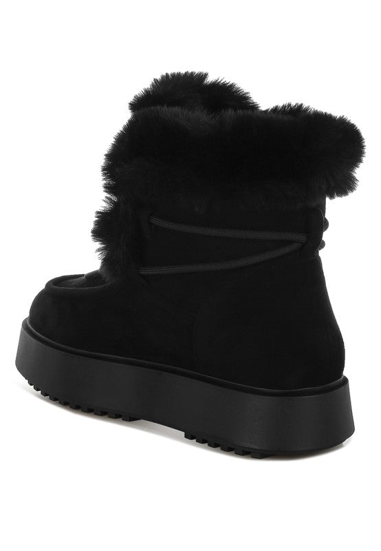 Bunting Faux Fur Collar Flatform Boots  HOUSE OF SHE