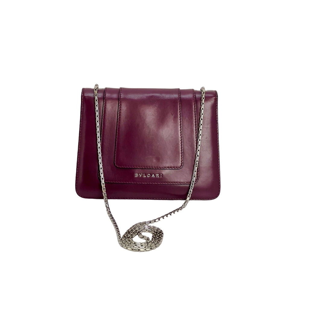 Bvlgari Calfskin Small Serpenti Forever Snake Plum Crossbody Bag - HOUSE OF SHE