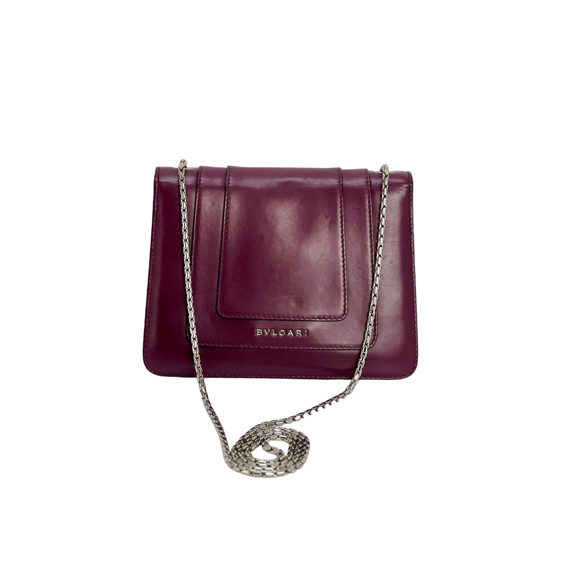 Bvlgari Calfskin Small Serpenti Forever Snake Plum Crossbody Bag - HOUSE OF SHE