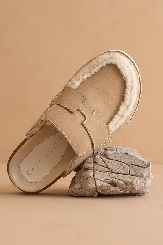 Avalon Suede Shearling Slip-On Loafers - HOUSE OF SHE