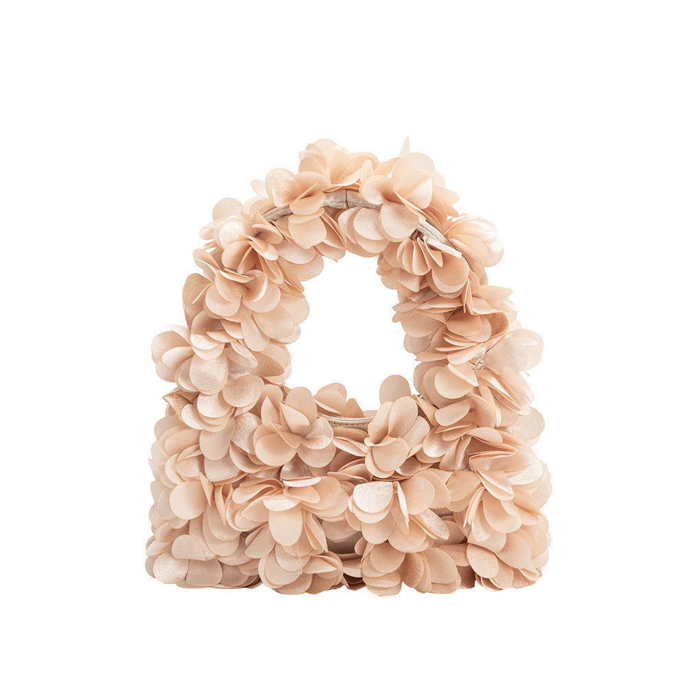 Bloom Champagne Vegan Satin Top Handle Bag - HOUSE OF SHE