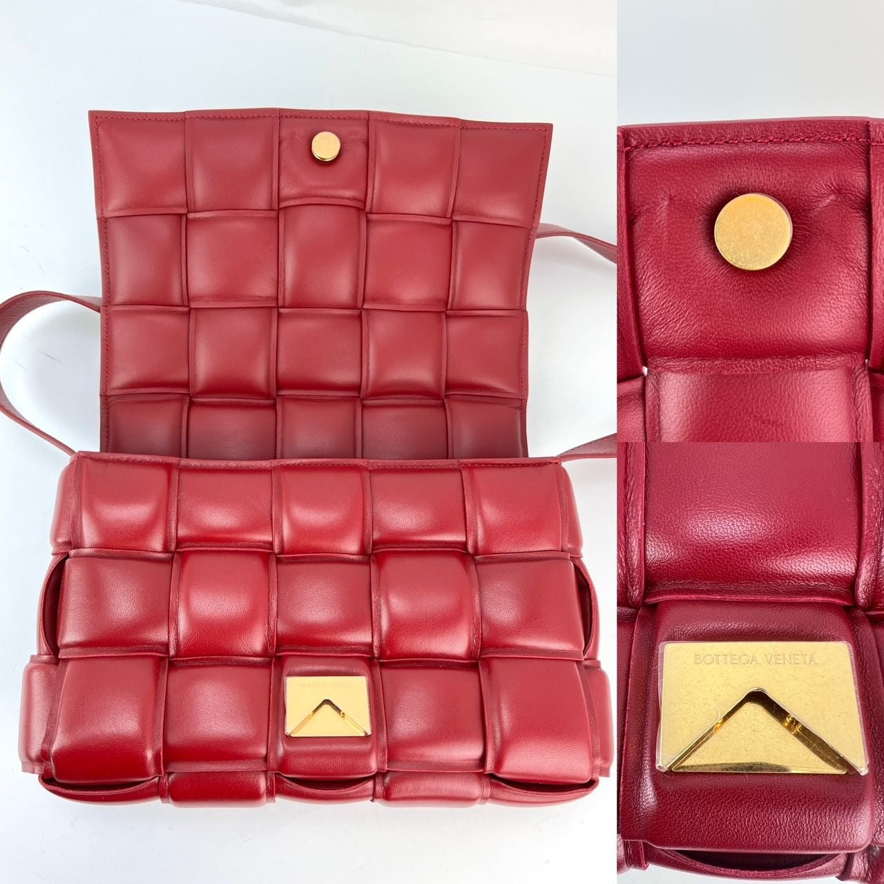 Bottega Veneta Red Nappa Maxi Intreccio Padded Cassette Crossbody Bag - HOUSE OF SHE