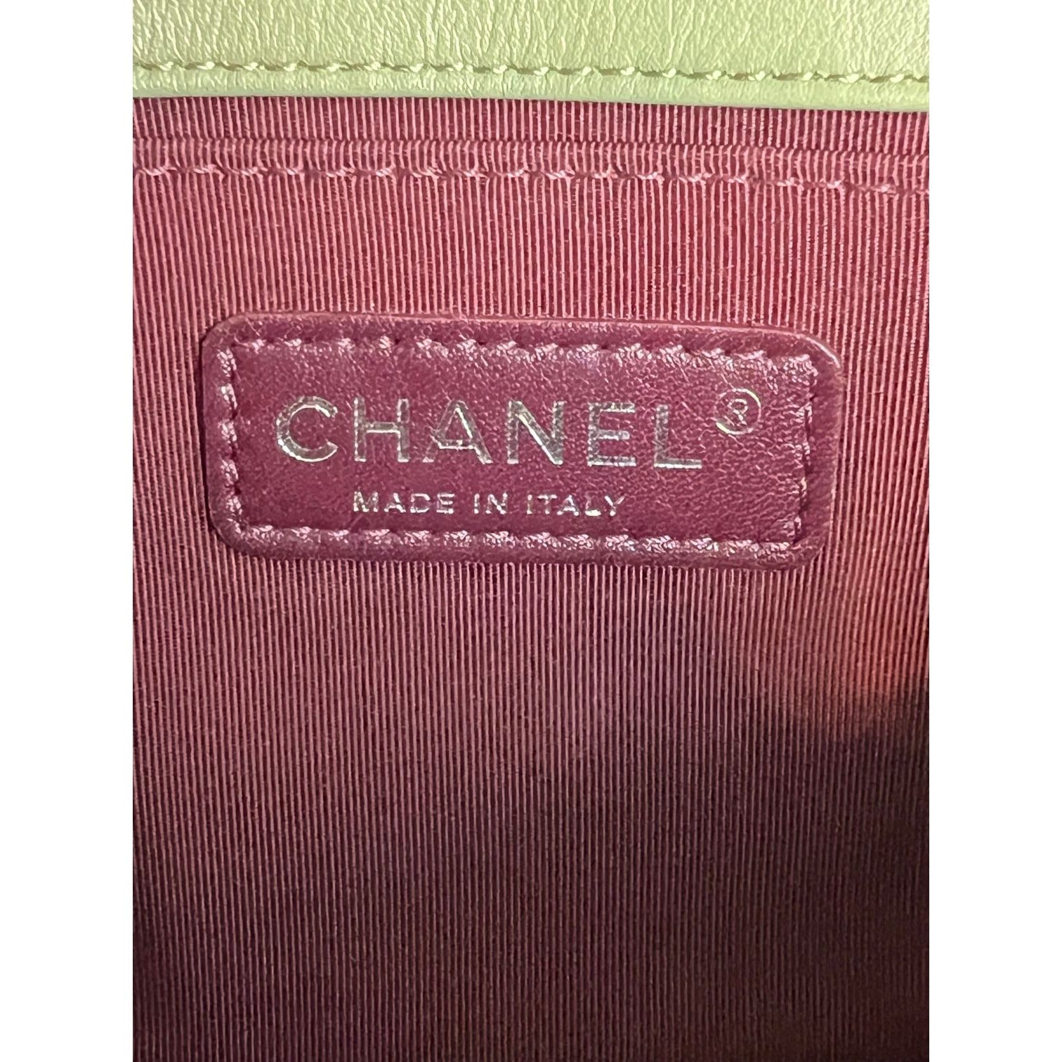 Chanel Calfskin Chevron Quilted Medium Boy Flap Light Green Bag - HOUSE OF SHE