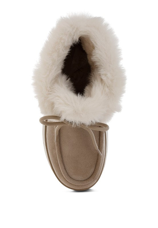 Bunting Faux Fur Collar Flatform Boots  HOUSE OF SHE