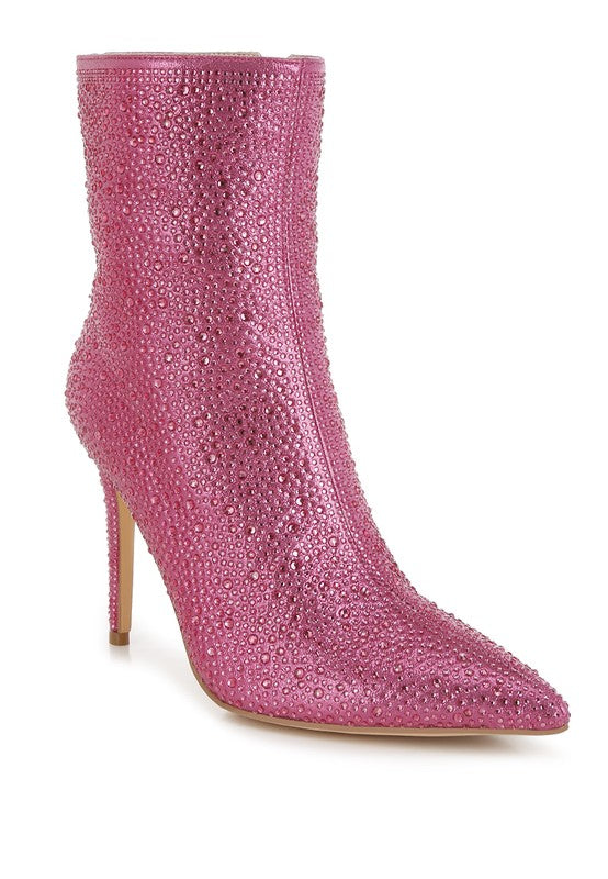 Anun Rhinestones Embellished High Ankle Boots  HOUSE OF SHE
