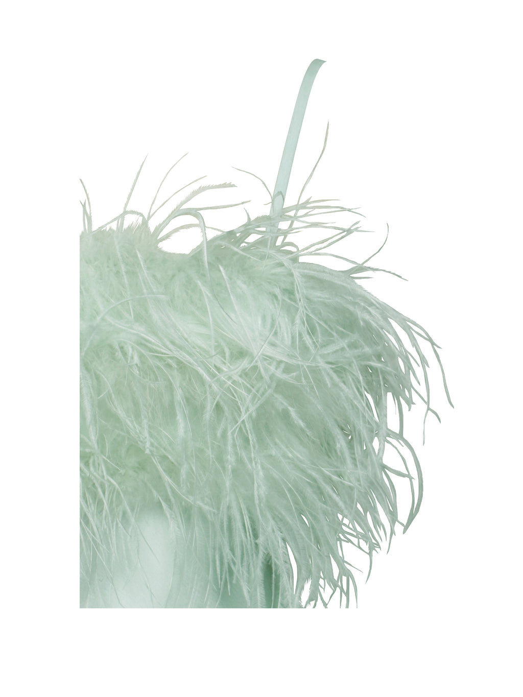 Yanira Mint Feather High Slit Satin Maxi Dress  HOUSE OF SHE