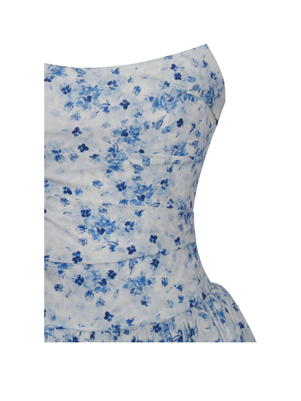 Paloma Blue Print Linen Corset Draping Top Midi Dress - HOUSE OF SHE