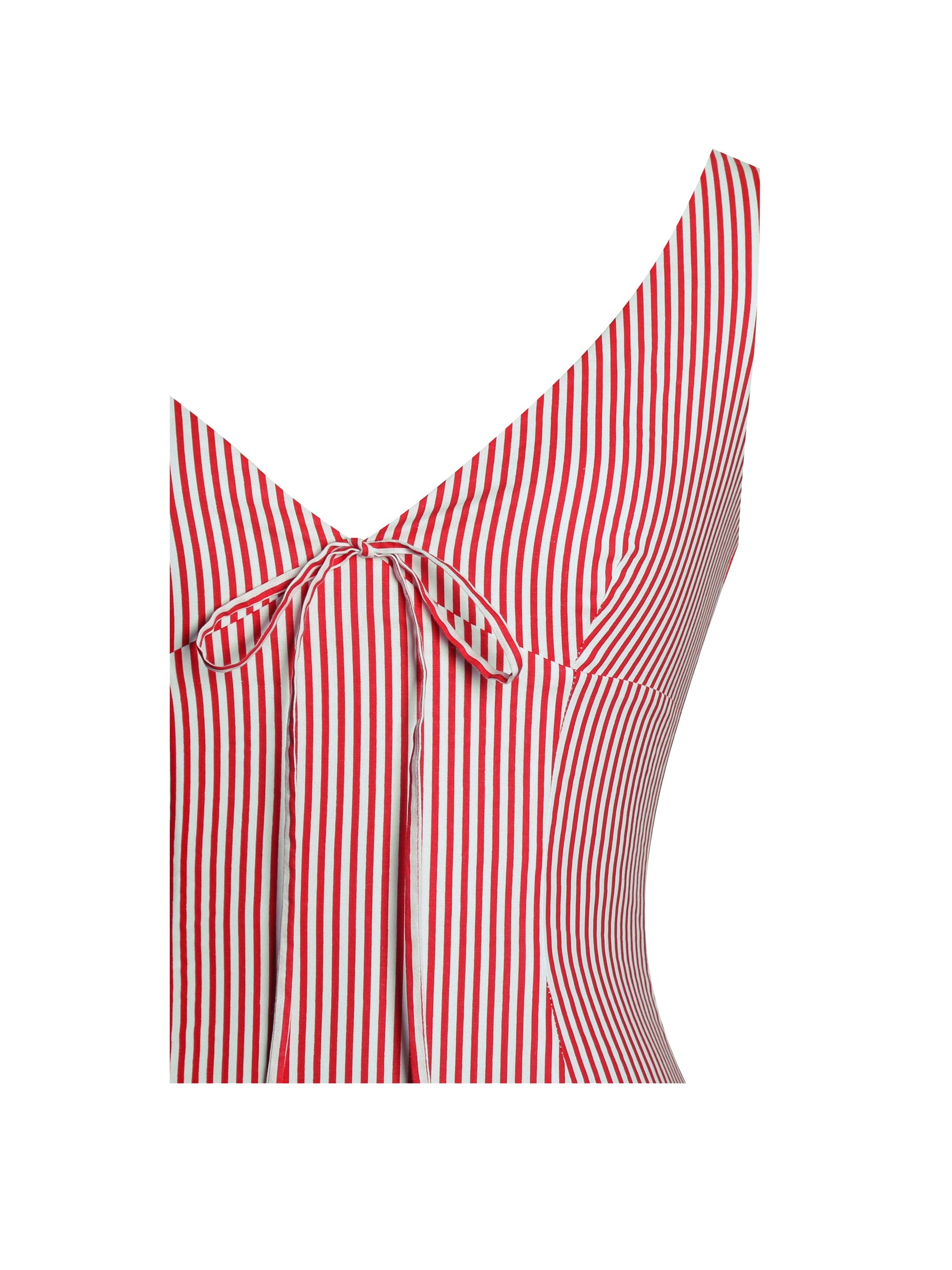 Oceana Red Candy Stripe Drop Waist Midi Dress - HOUSE OF SHE