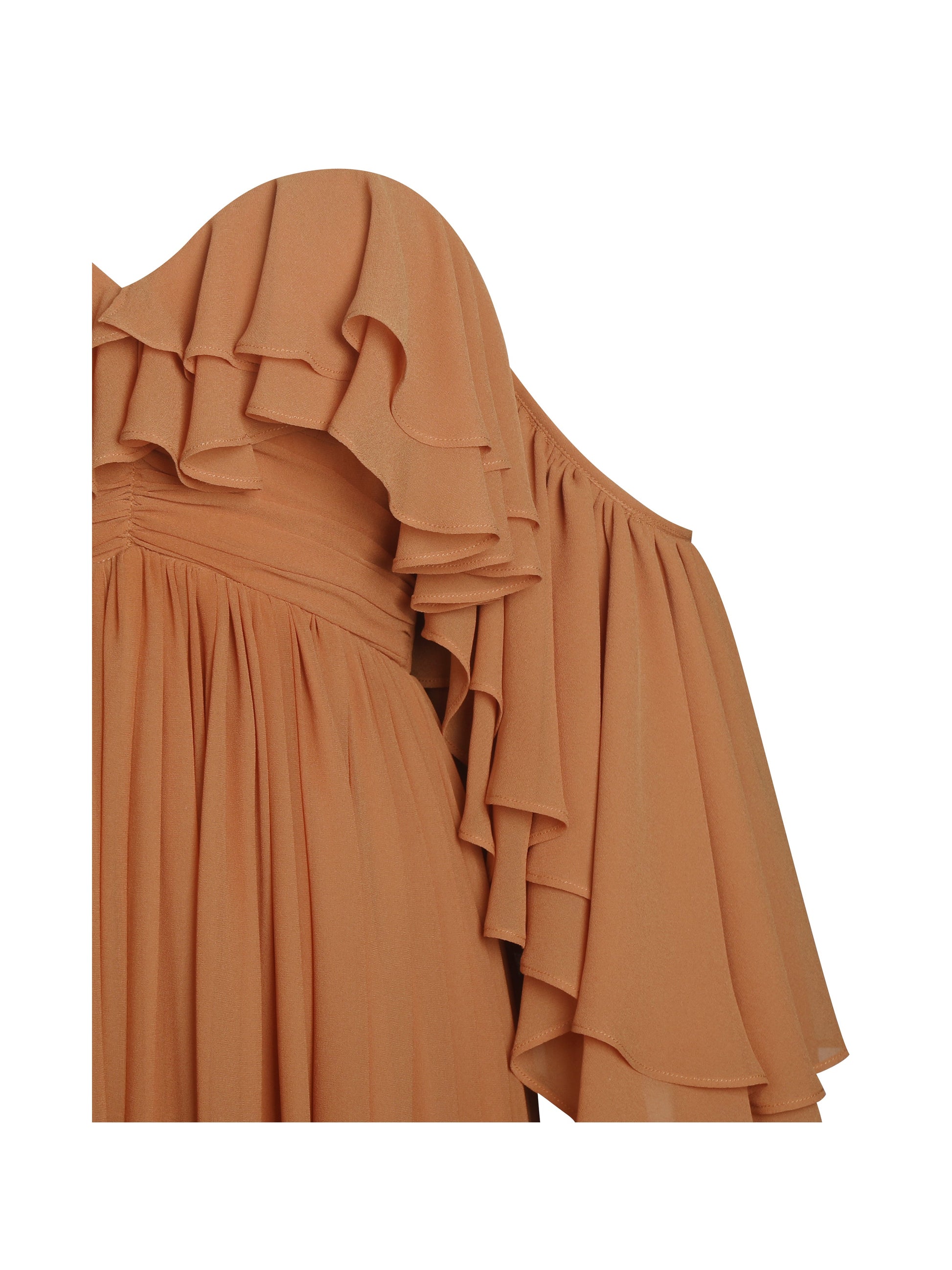 Kaela Brickwork Off Shoulder Chiffon Maxi Dress - HOUSE OF SHE