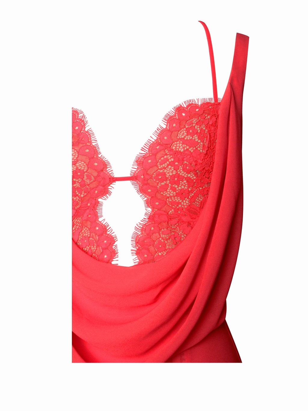 Ulanda Red Chiffon Lace Maxi Dress - HOUSE OF SHE