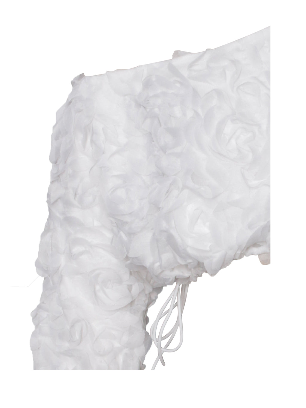 Qiana White Floral Appliqué Long Sleeve Off Shoulder Crop Top - HOUSE OF SHE