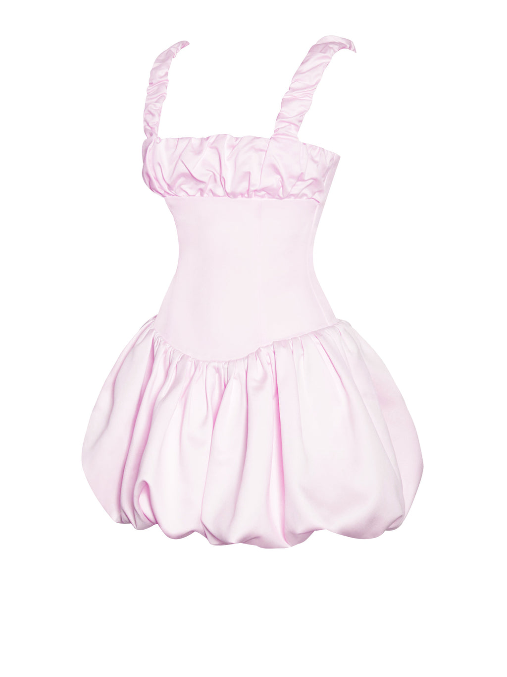 Aubrey Pink Satin Bubble Hem Mini Dress - HOUSE OF SHE